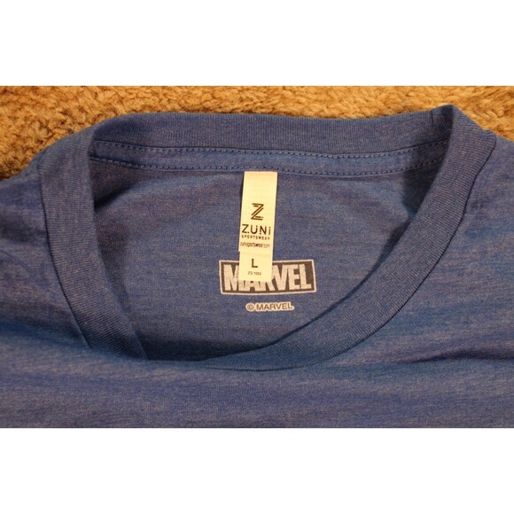 Marvel Spider-Man Vintage Comic Poster Graphic Tee T-Shirt (Large) Blue NWOT - Picture 3 of 6